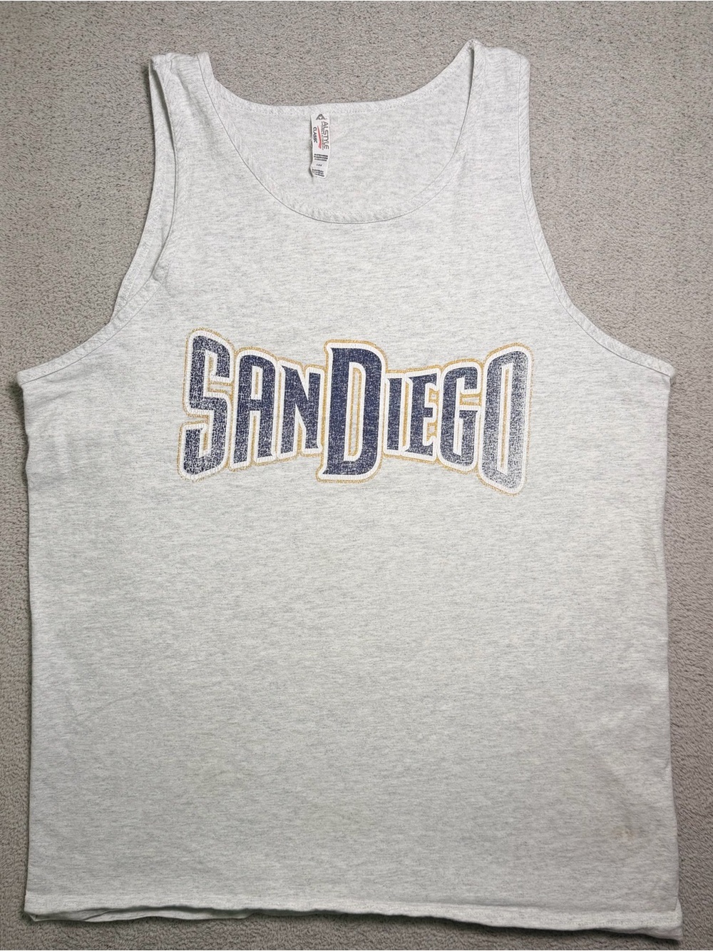 Alstyle Classic San Diego Graphic Tank Top Mens Large Heather Gray Sleeveless
